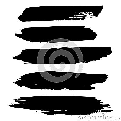 Set of rough inky brush strokes. Stock Photo