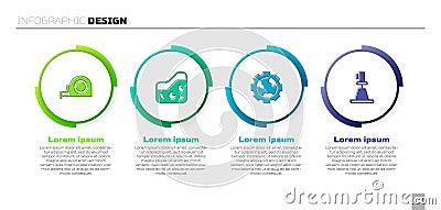 Set Roulette construction, Ground, Gear wheels and earth and Tacheometer, theodolite. Business infographic template Vector Illustration