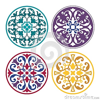 Set of round arabic ornaments Vector Illustration