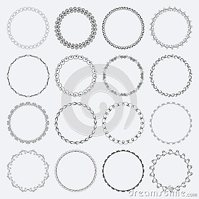 Set of round and circular decorative patterns Vector Illustration