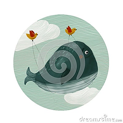 Set of round colored icons whale Stock Photo