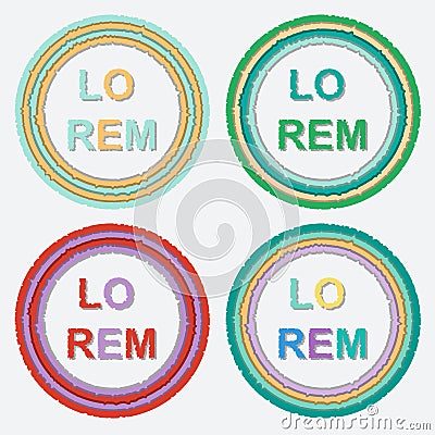 Set of round colorful torn paper frames with shadows Vector Illustration