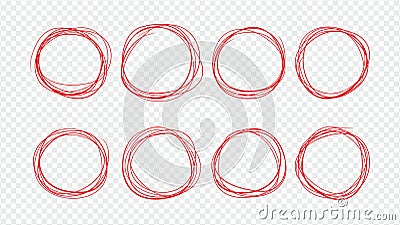 Set of round doodles hand-drawn. Template for messages, design. Rough draft Vector Illustration