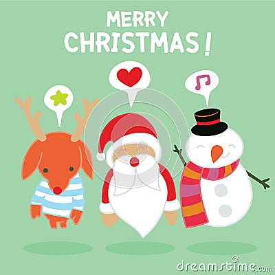 Set of round flat Christmas characters. Vector Illustration