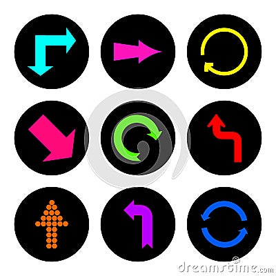 Set of round icons with arrows. Vector illustration Cartoon Illustration