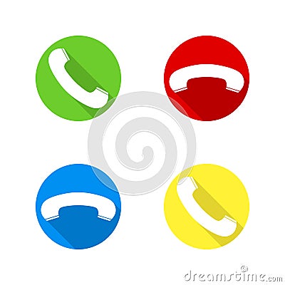 Set of round phone receiver icons Vector Illustration