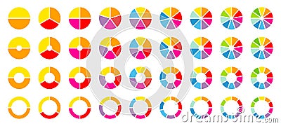 Set Of Round Pie Charts Color Stock Photo