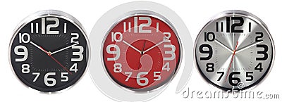 Set of round wall clocks Stock Photo