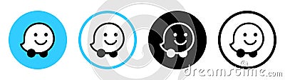 Set of round Waze mobile app icons, isolated on transparent background, vector illustration. Waze is a subsidiary Vector Illustration