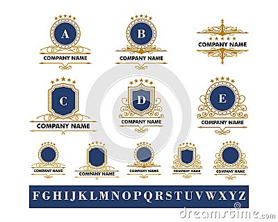 Set of Royal Luxury Crest Logo Template Vector Illustration