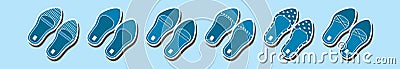 Set of ruby slippers cartoon icon design template with various models. vector illustration isolated on blue background Vector Illustration