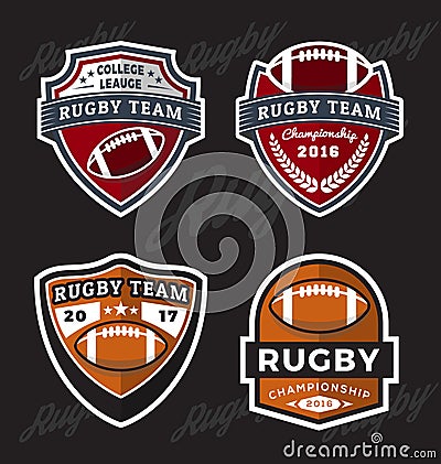 Set of Rugby and Football Logo Template Vector Illustration