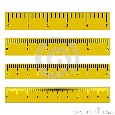 Set of rulers with scale and numbers. Vector illustration Cartoon Illustration