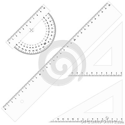 Set - Rulers Triangular transparent Vector Illustration