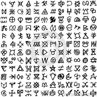 Set of runes symbols. Ancient occult symbols, vikings like letters on white Vector Illustration