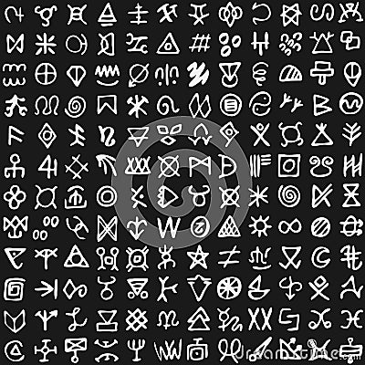 Set of runes symbols. Ancient occult symbols, vikings like letters on white Vector Illustration