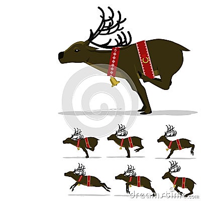 Set of running deer on transparent background Vector Illustration