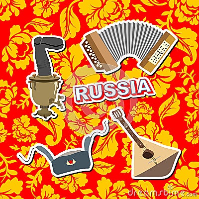 Set russian icons. Vector Illustration