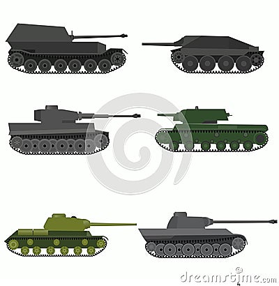 Set of the russian military combat vehicle Vector Illustration