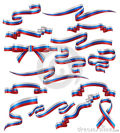 Set of Russian Ribbons Vector Illustration