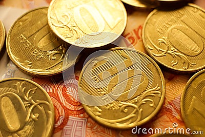 Set of russian ruble coins. Russian currency Stock Photo