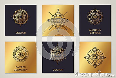 Set of Sacred Geometry Minimal Geometric Shapes Vector Illustration