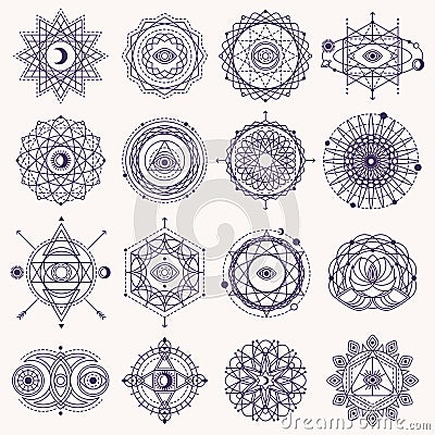 Set of Sacred Geometry Signs Vector Illustration