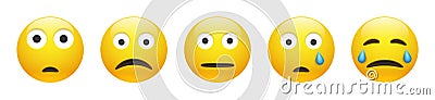 Set of sad, astonished, neutral and crying face Vector Illustration