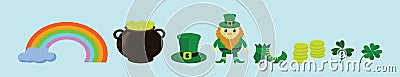 Set of saint patrick cartoon icon design template with various models. vector illustration isolated on background Vector Illustration