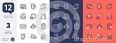Set of Salary, Change card and Interview line icons. For design. Vector Vector Illustration