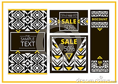 Set of sale abstract banner template design. Geometric background. For cover book, brochure, flayer, poster, magazine Vector Illustration