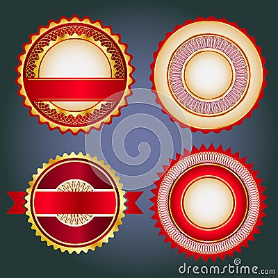 Set of sale badges, labels and stickers in red without text Stock Photo