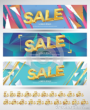 Sale banners discount abstract geometric diagonal concept Vector Illustration