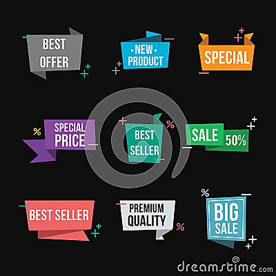 Set of sale banners. Isolated promo seals/banner design element. Vector Illustration