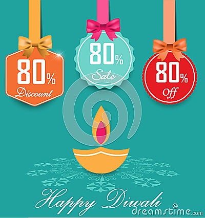 Set of 80% sale and discount flat color labels with bows and ribbons Style Sale Tags Design, 80 off Vector Illustration