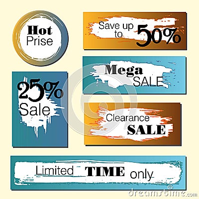 Set of sale, discount stickers and banners. Hot price , Limited time only, Mega Vector Illustration