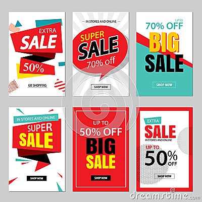 Set of sale website banner templates.Social media banners Vector Illustration