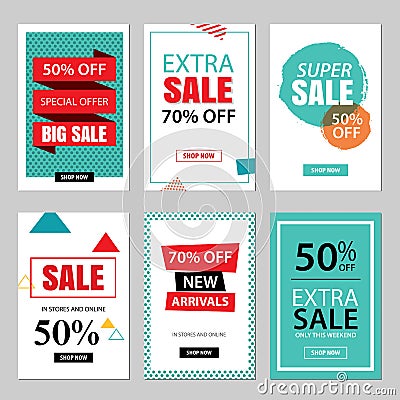 Set of sale website banner templates.Social media banners Vector Illustration