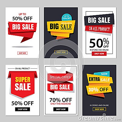 Set of sale website banner templates.Social media banners Vector Illustration