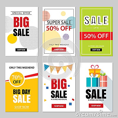 Set of sale website banner templates.Social media banners Vector Illustration