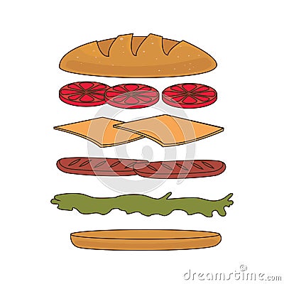Set Sandwich ingredients icon Vector Illustration