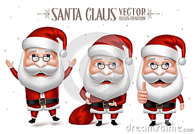 Set of Santa Claus Cartoon Character for Christmas Vector Illustration