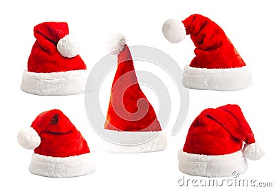 Set santa hat isolated Stock Photo