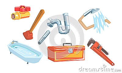 Set of satinics and tools. Vector illustration. Vector Illustration
