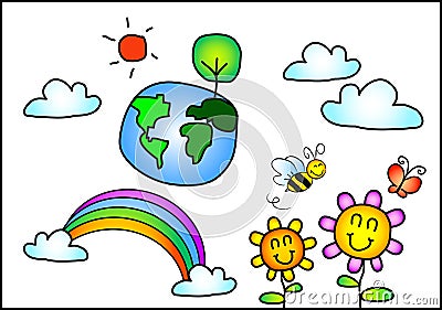 The set of save the world and nature Vector Illustration