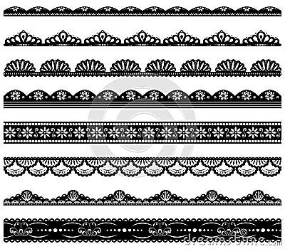 Set of scalloped vector borders Vector Illustration