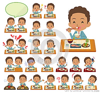 School boy Black_Meal Vector Illustration