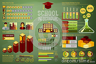 Set of School Infographic elements with icons Vector Illustration