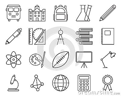 Set of school related line icons. Vector Illustration