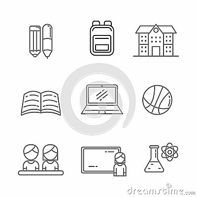 Set of school related icon line design Vector Illustration